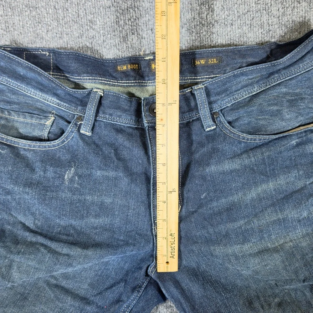 Helix Slim Boot Jeans Mens Dark Wash Blue Denim Tagged 36x32 Actual 36x31 Used